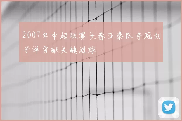 2007年中超联赛长春亚泰队夺冠刘子洋贡献关键进球